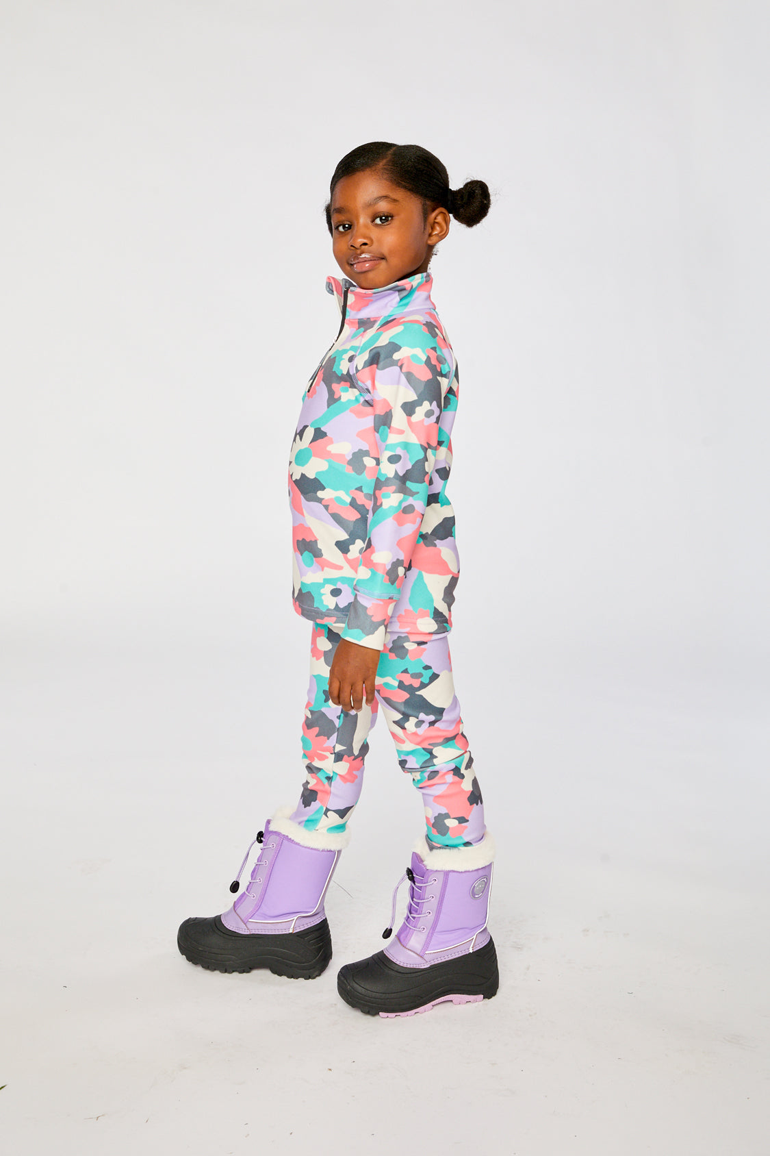 Two Piece Thermal Underwear Coral Camouflage Print