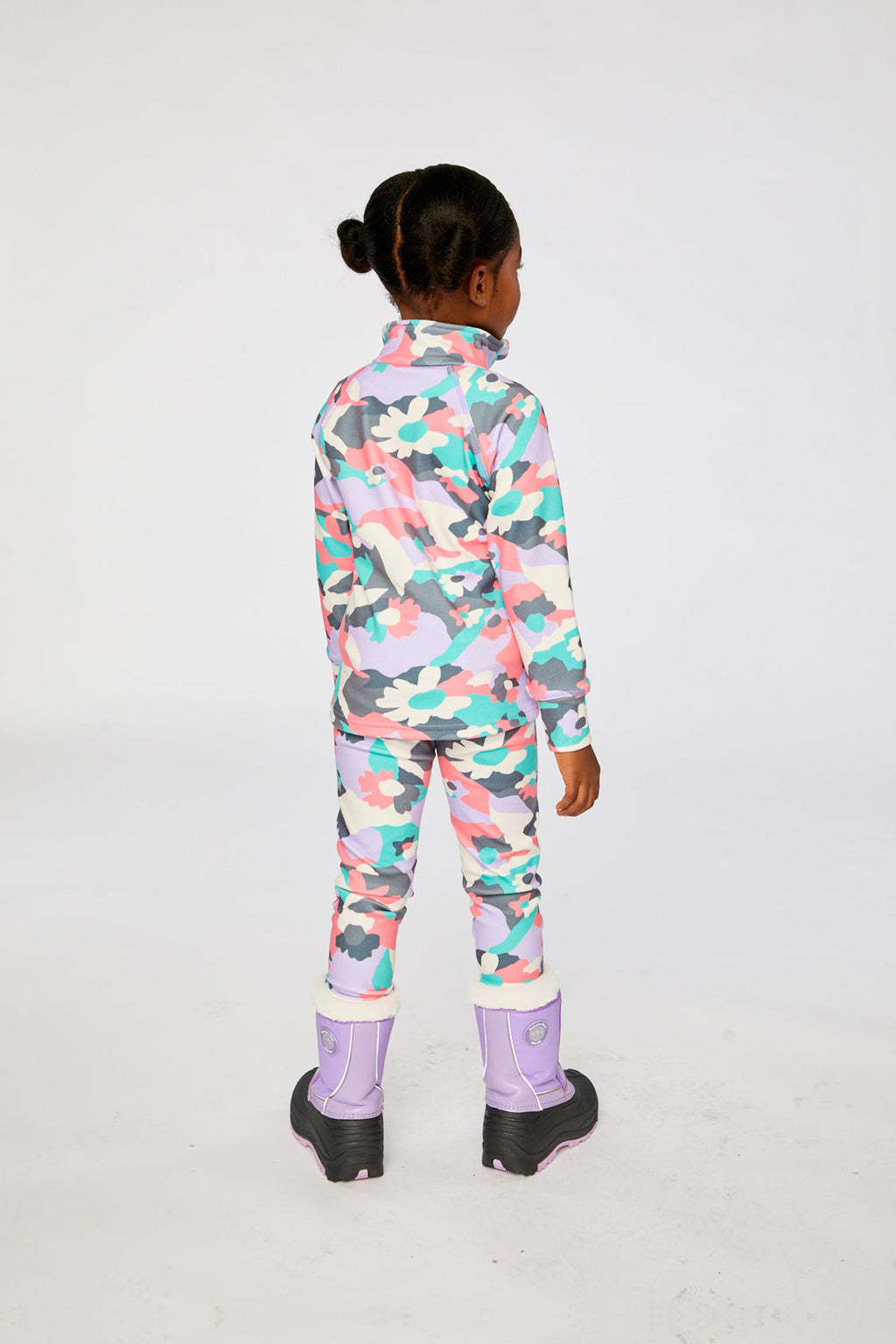 Two Piece Thermal Underwear Coral Camouflage Print