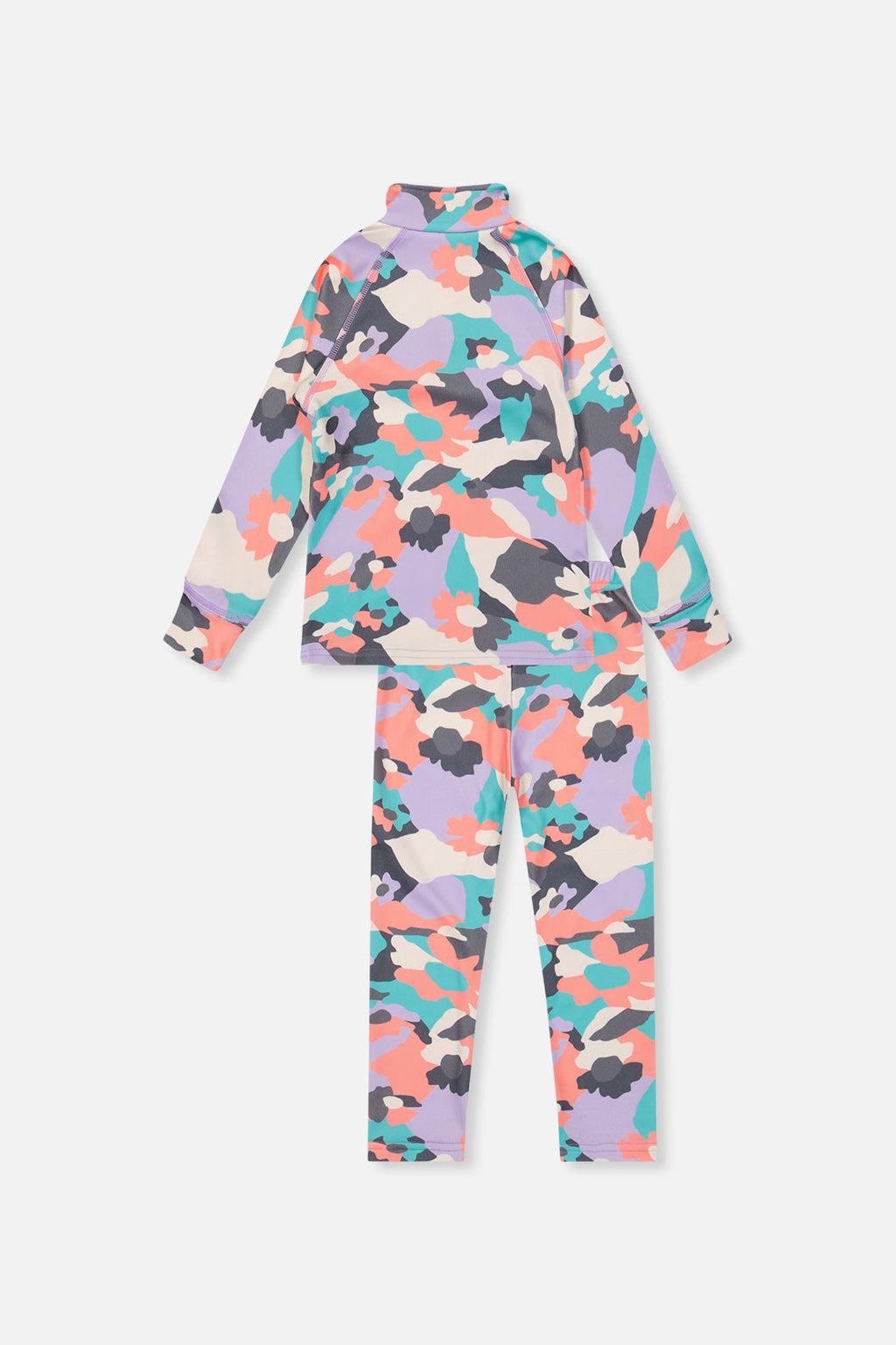 Two Piece Thermal Underwear Coral Camouflage Print