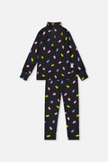 Two Piece Thermal Underwear Black Printed Gummy Bears