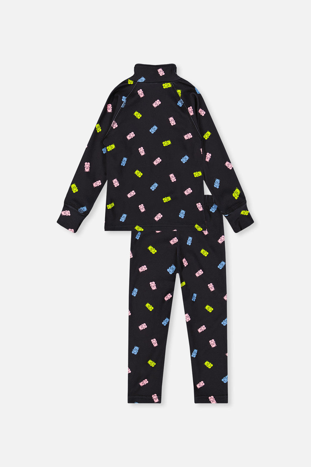 Two Piece Thermal Underwear Black Printed Gummy Bears