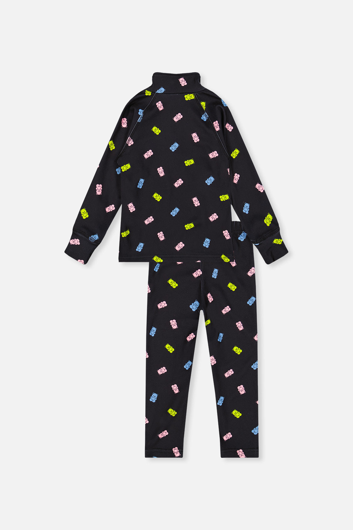 Two Piece Thermal Underwear Black Printed Gummy Bears