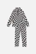 Two Piece Thermal Underwear White Checkered Print
