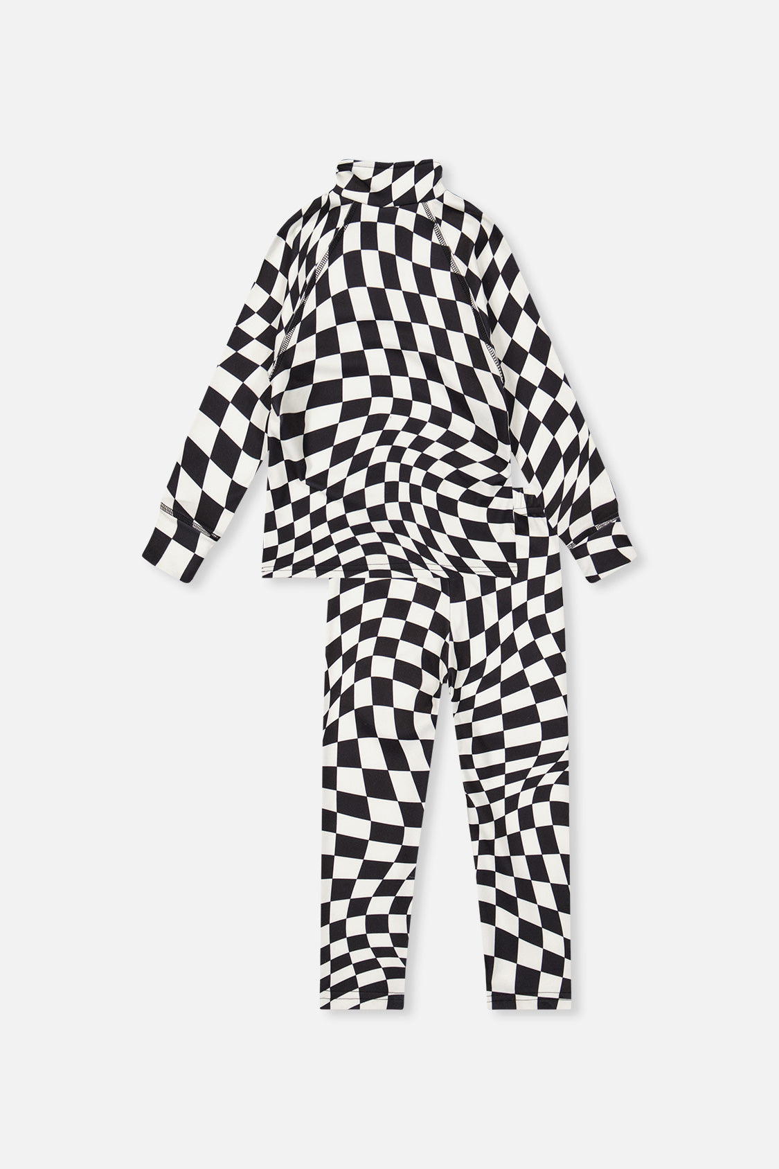 Two Piece Thermal Underwear White Checkered Print
