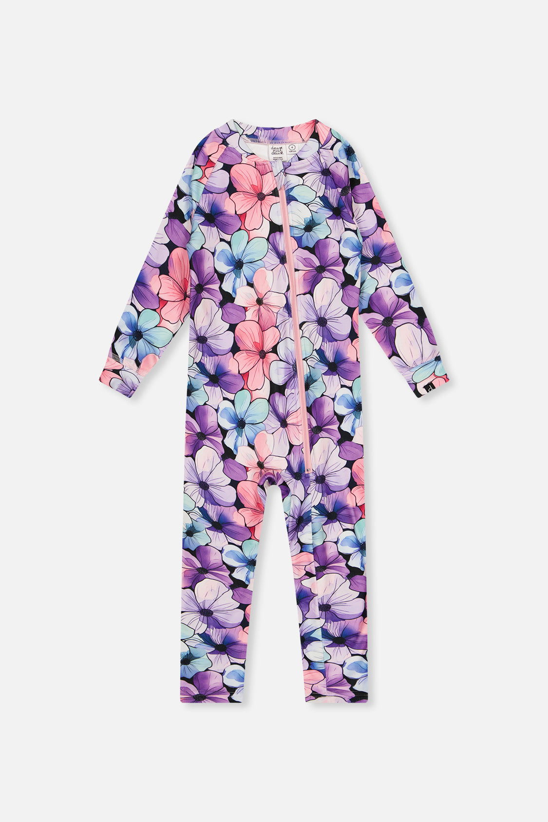 Baby One Piece Thermal Underwear Purple Floral Print