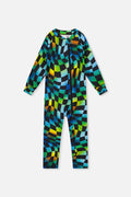 Baby One Piece Thermal Underwear Blue Checkered Print