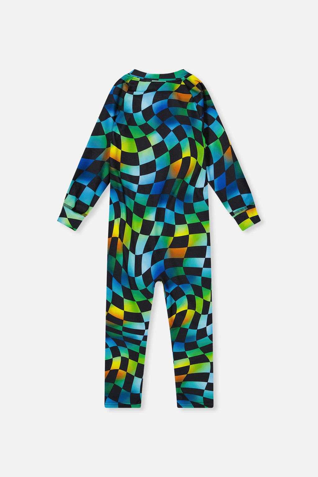Baby One Piece Thermal Underwear Blue Checkered Print