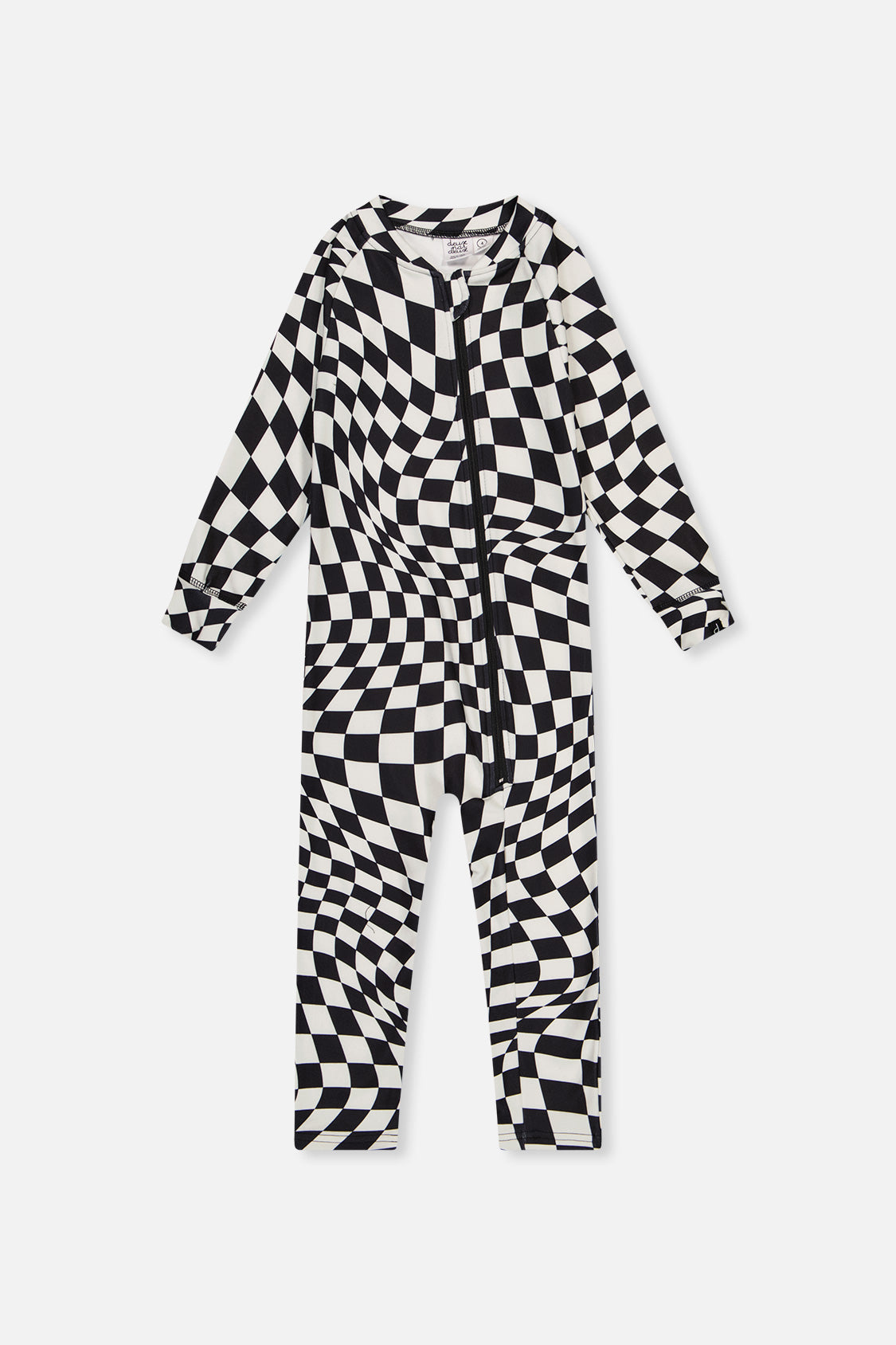 One Piece Thermal Underwear White Checkered Print