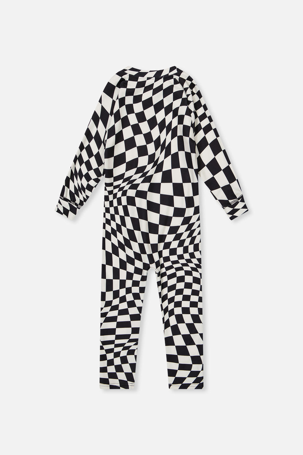 One Piece Thermal Underwear White Checkered Print