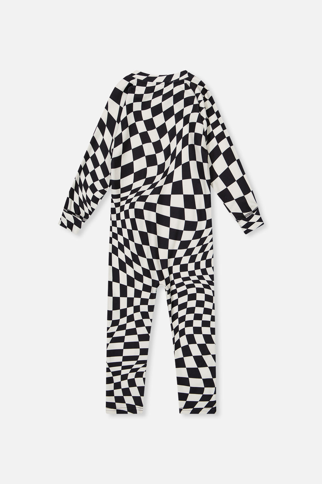 One Piece Thermal Underwear White Checkered Print