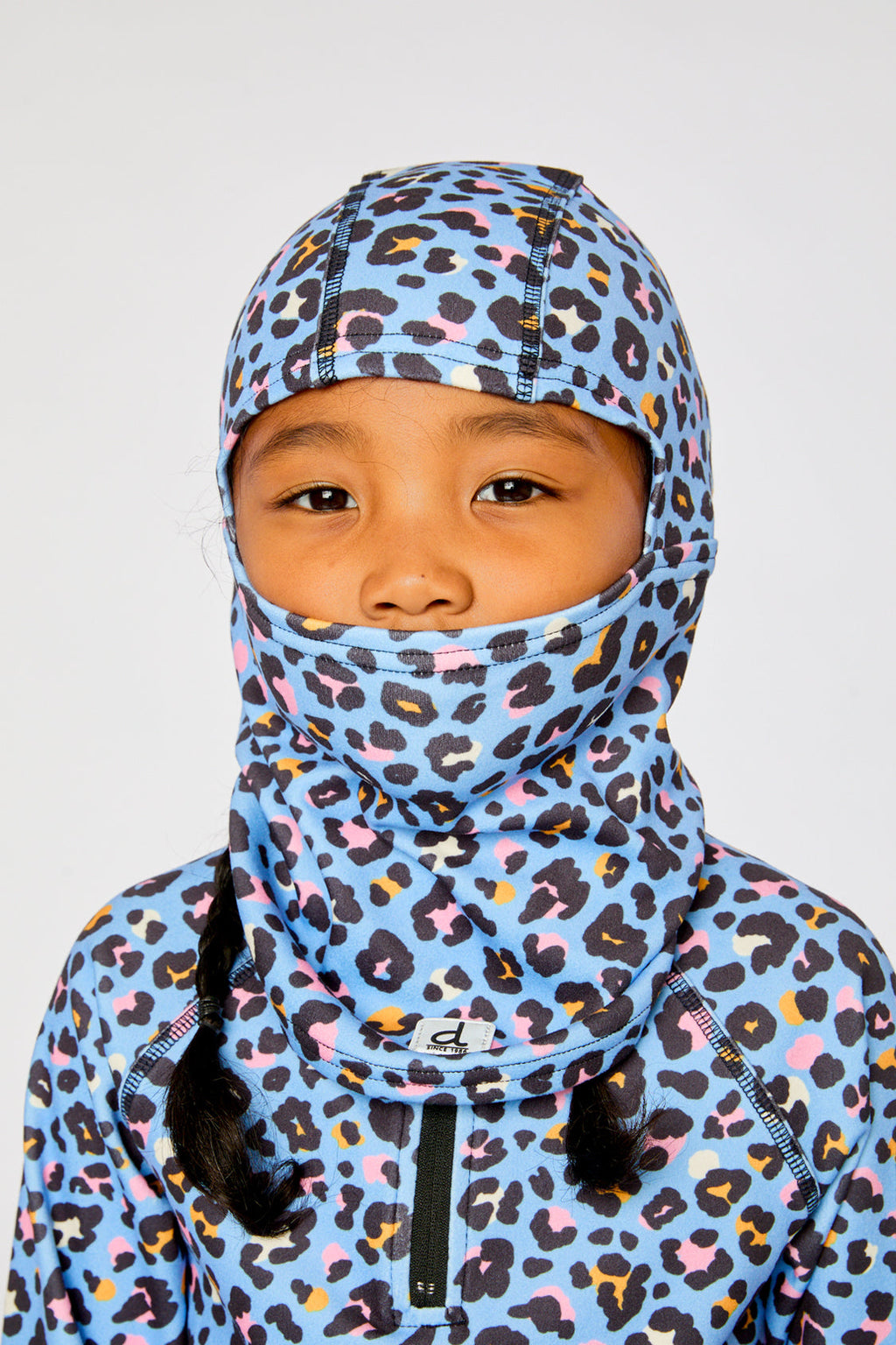Brushed Jersey Balaclava Blue Leopard Print