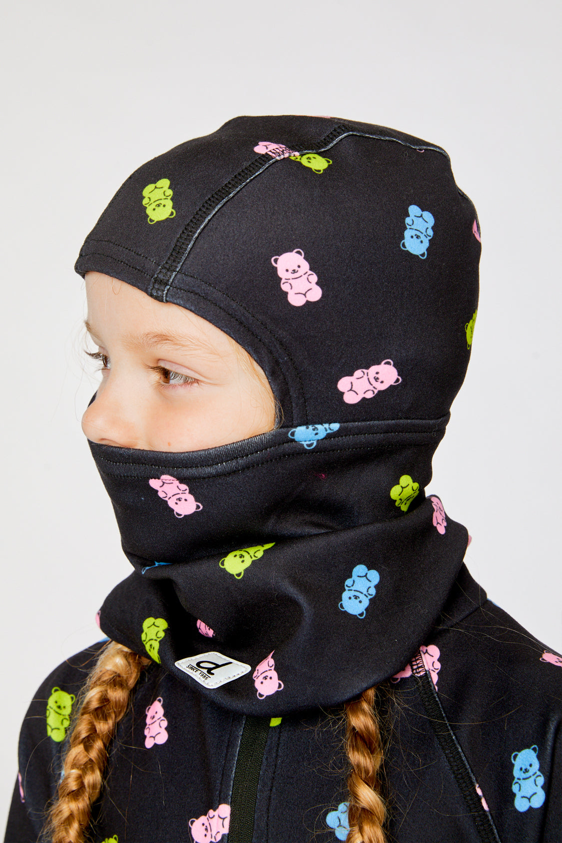 Brushed Jersey Balaclava Black Printed Gummy Bears