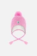 Winter Peruvian Knit Hat With Pompom Pink Multicolored Details