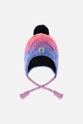 Winter Peruvian Knit Hat With Pompom Blue And Pink Gradient