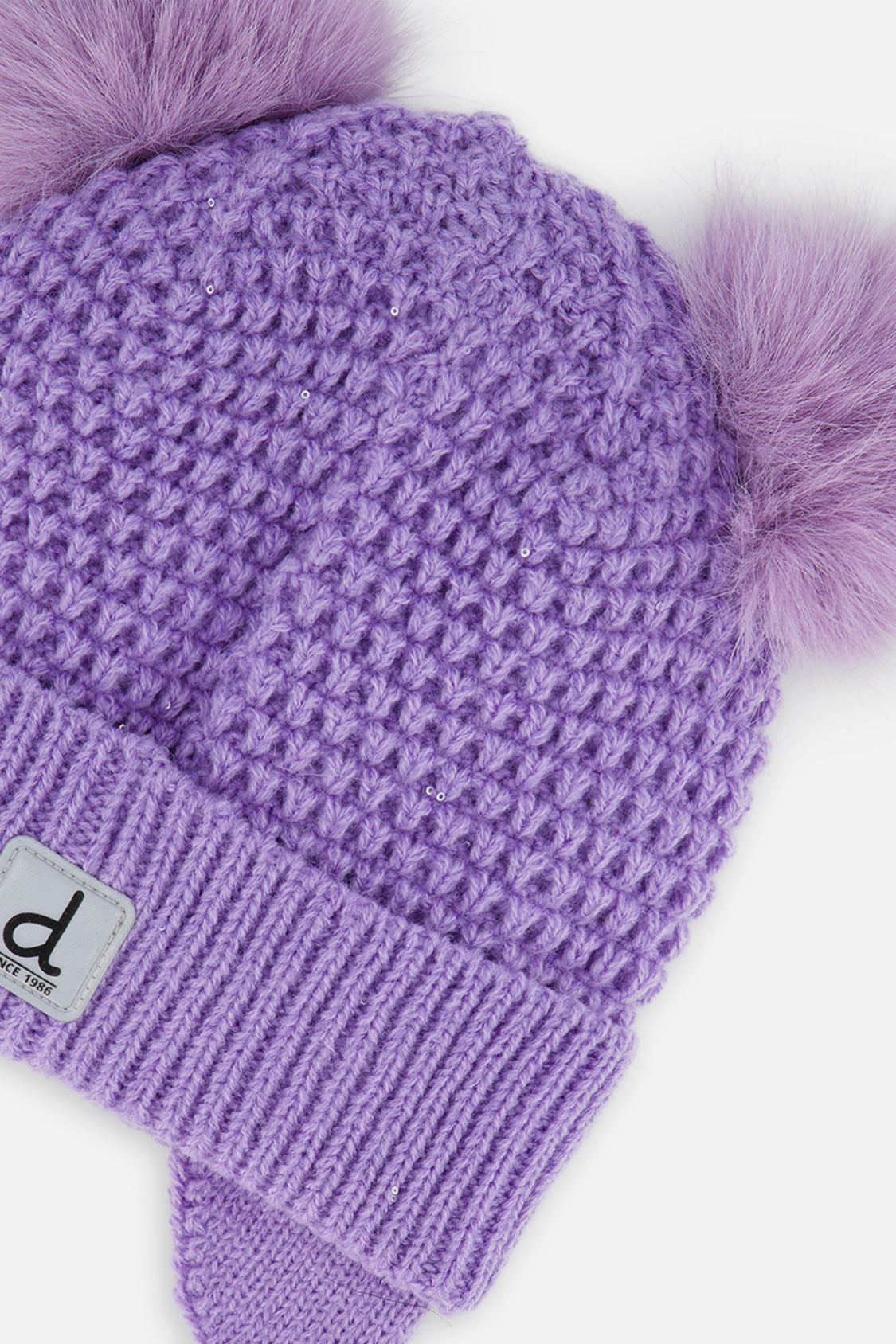 Baby Winter Knit Hat With Ears Violet