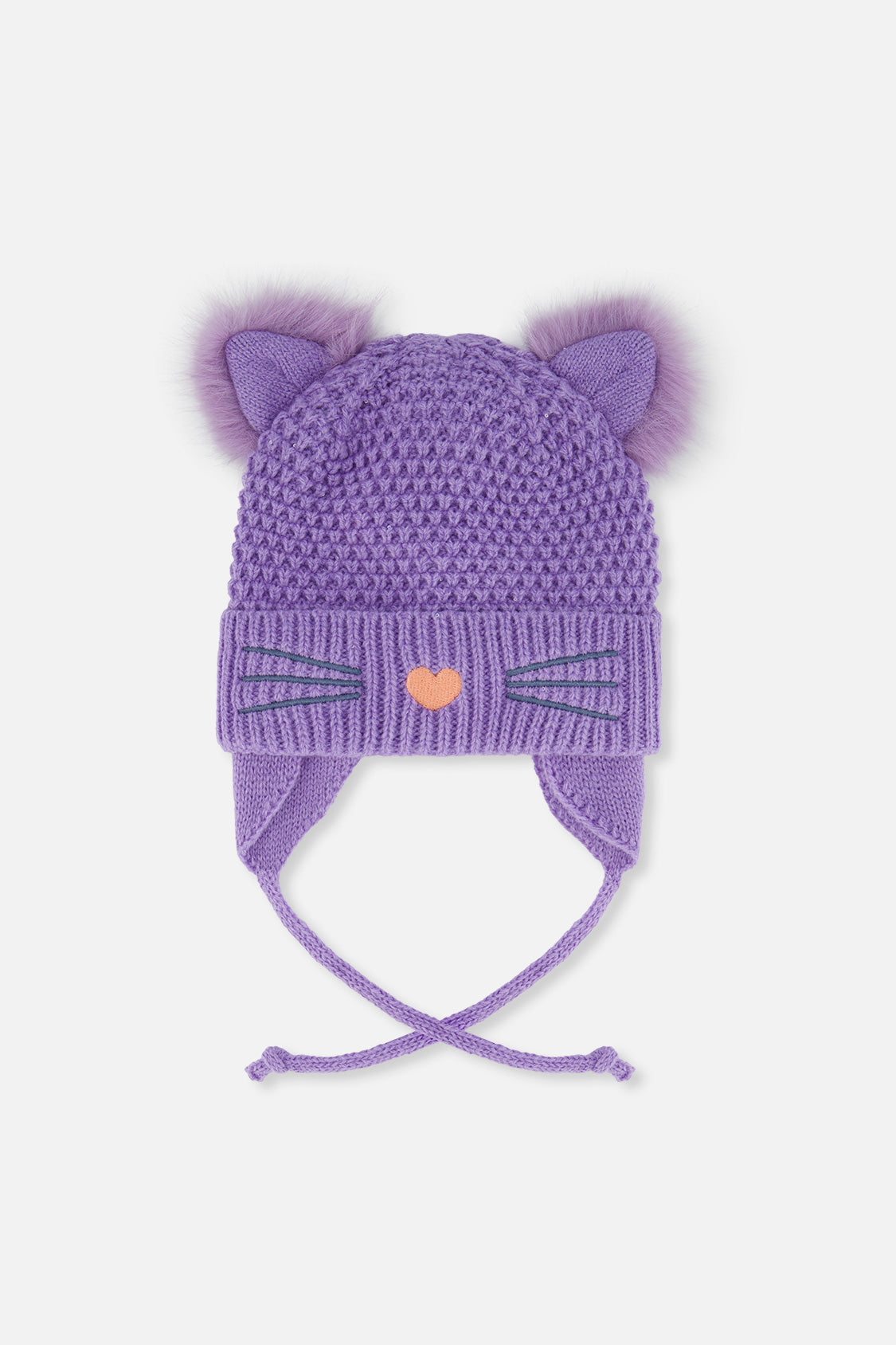 Winter Knit Hat With Ears Violet