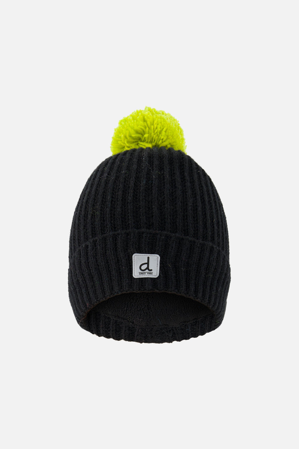 Winter Knit Hat With Pompom Black And Green
