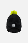 Winter Knit Hat With Pompom Black And Green