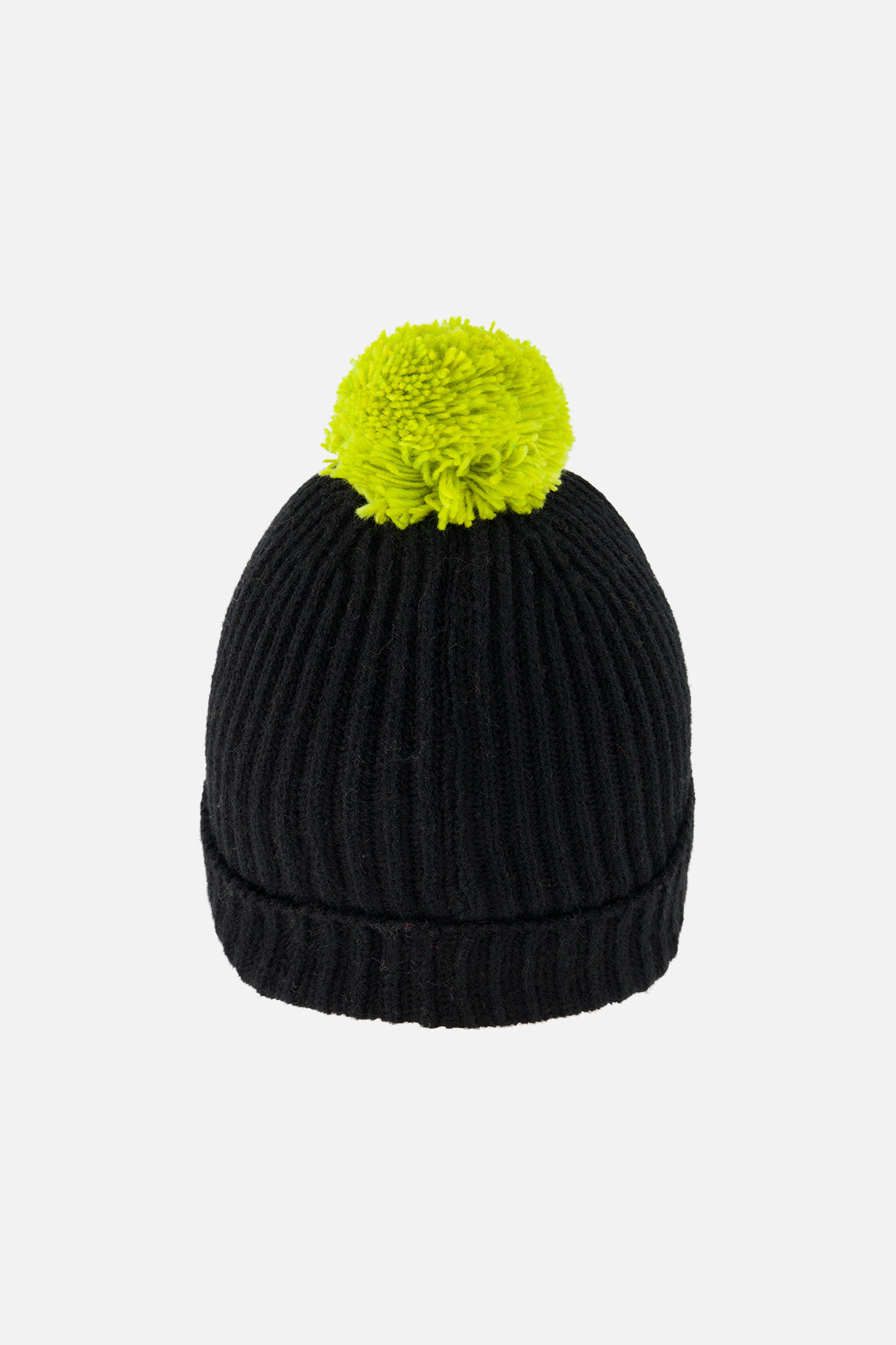 Winter Knit Hat With Pompom Black And Green