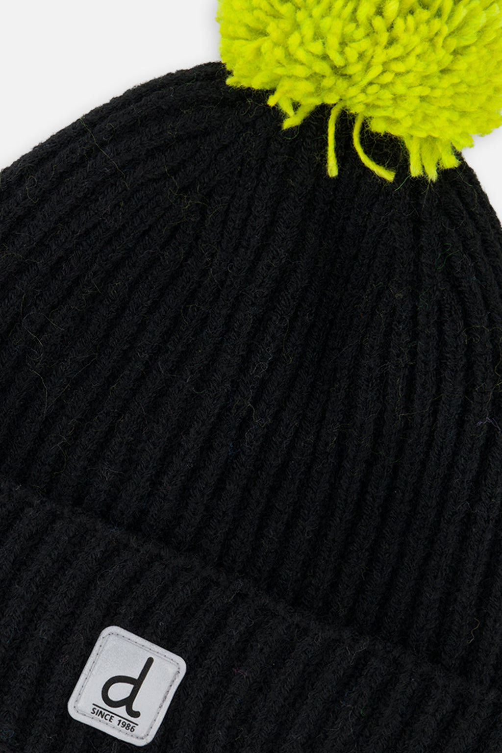 Winter Knit Hat With Pompom Black And Green