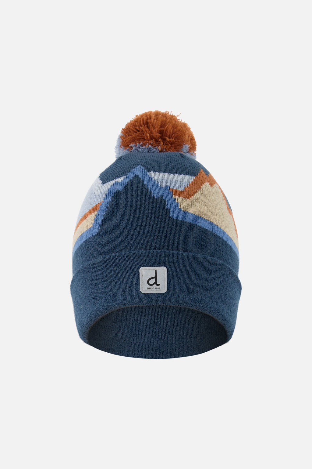 Winter Knit Hat With Pompom Blue Mountain Jacquard