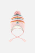 Baby Winter Peruvian Knit Hat With Pompom Pink And Green Jacquard