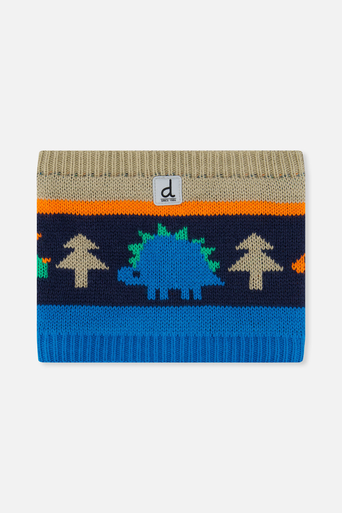 Winter Knit Neckwarmer Blue Dinosaur Print