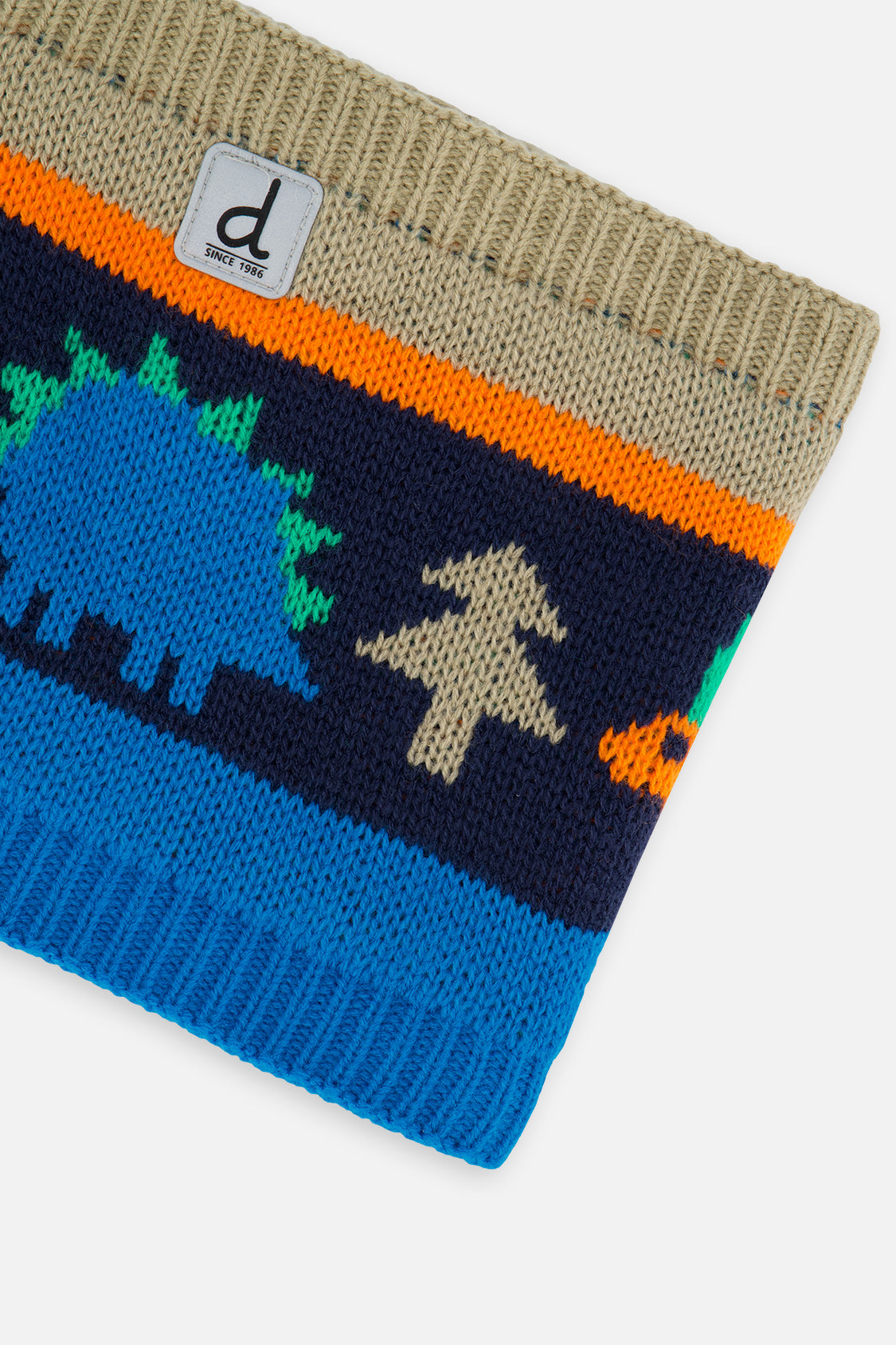 Winter Knit Neckwarmer Blue Dinosaur Print