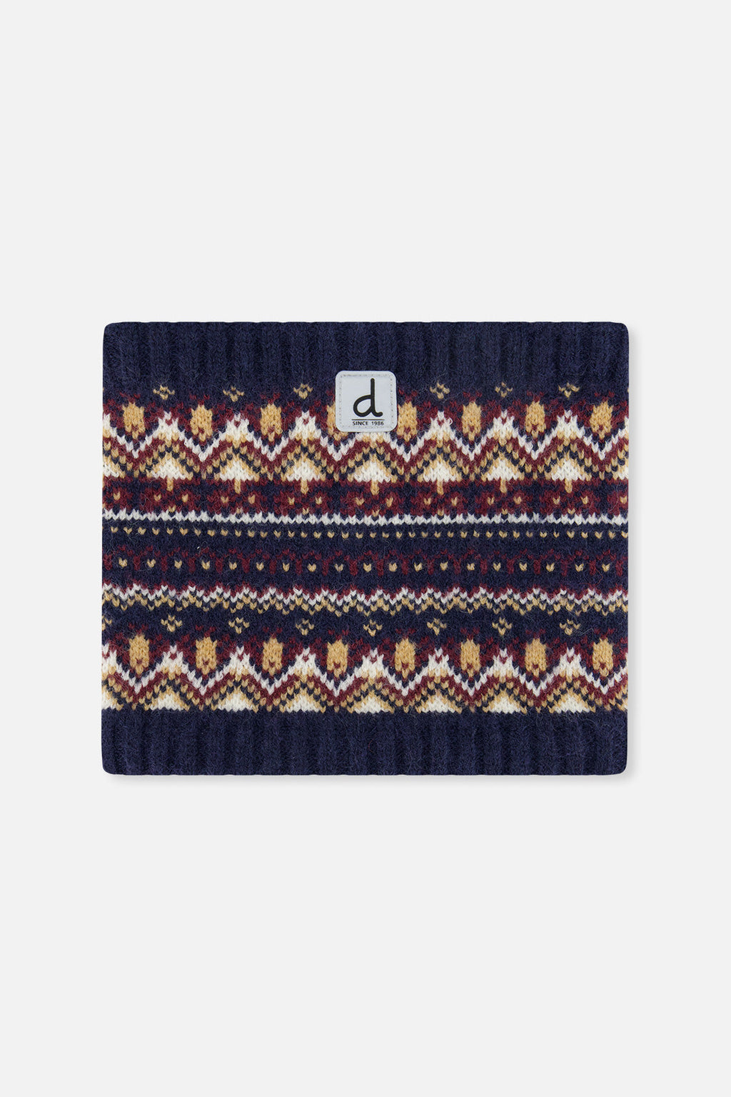 Winter Knit Neckwarmer Blue And Red Jacquard