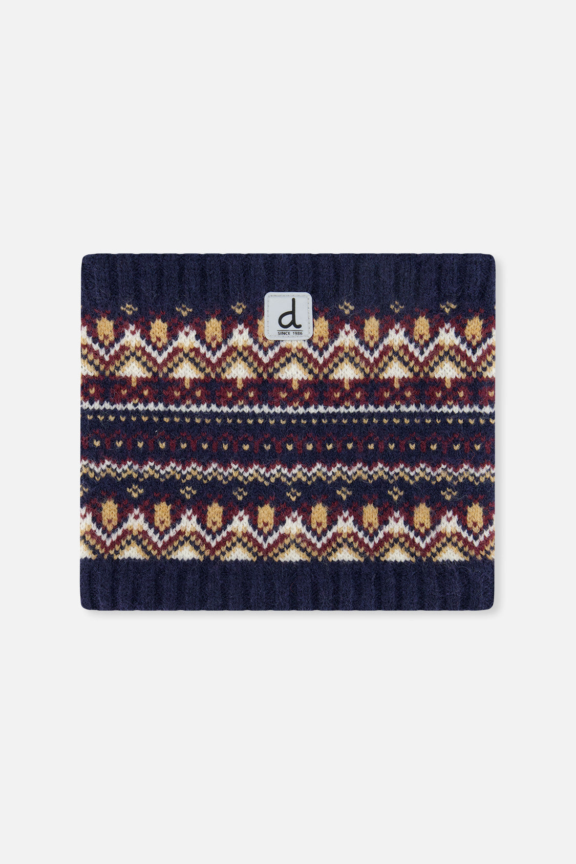 Winter Knit Neckwarmer Blue And Red Jacquard
