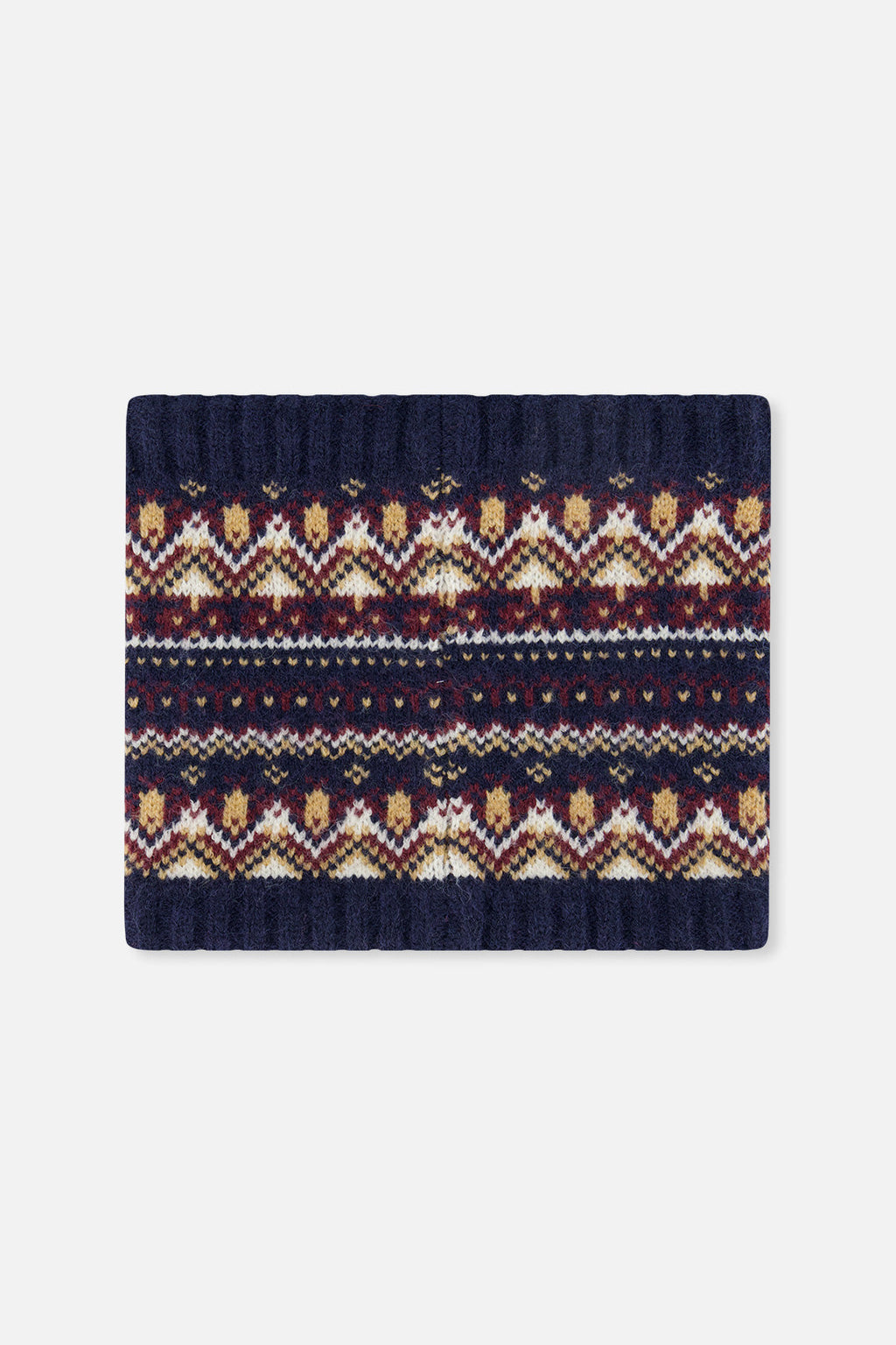 Winter Knit Neckwarmer Blue And Red Jacquard