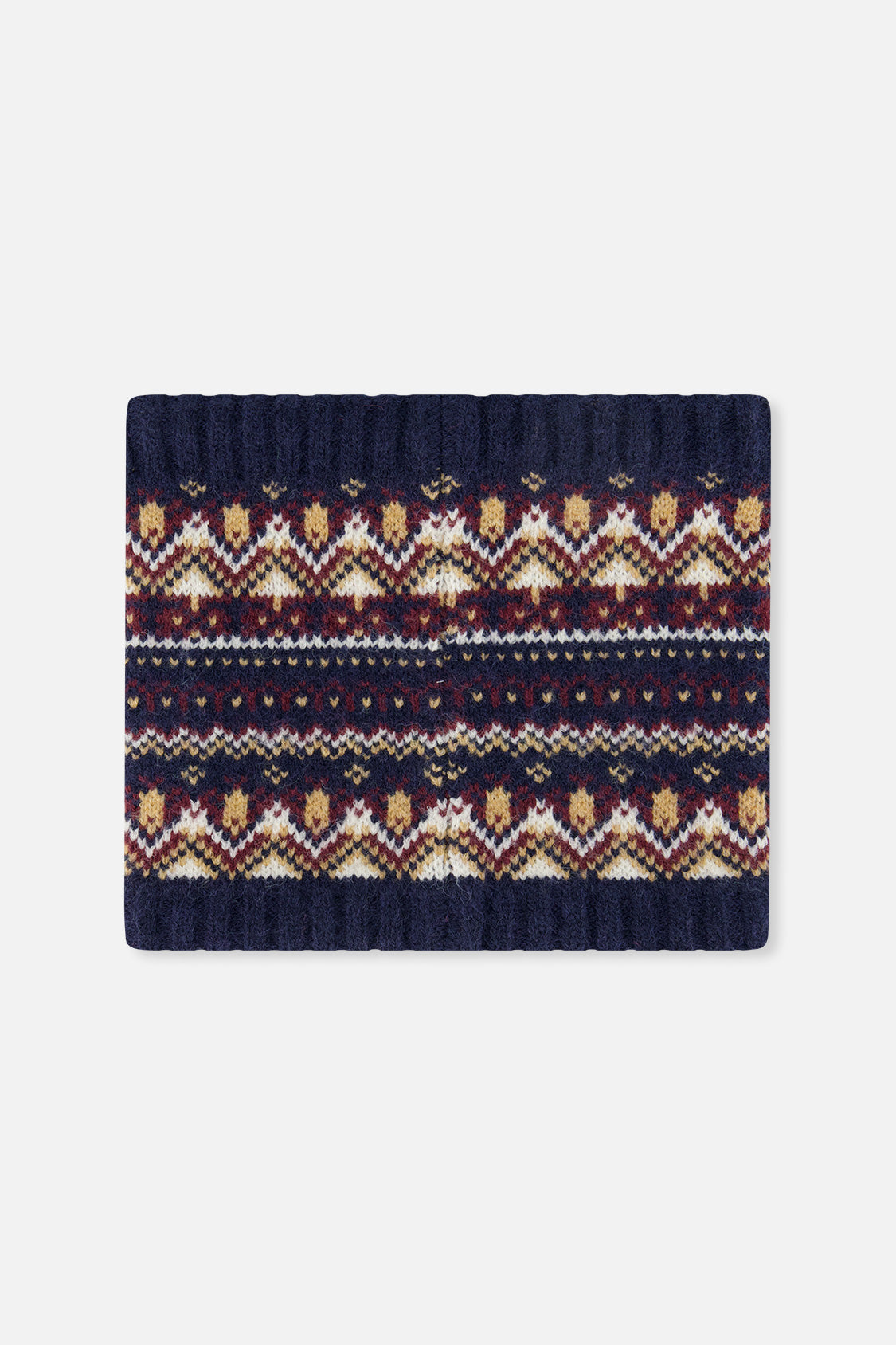 Winter Knit Neckwarmer Blue And Red Jacquard