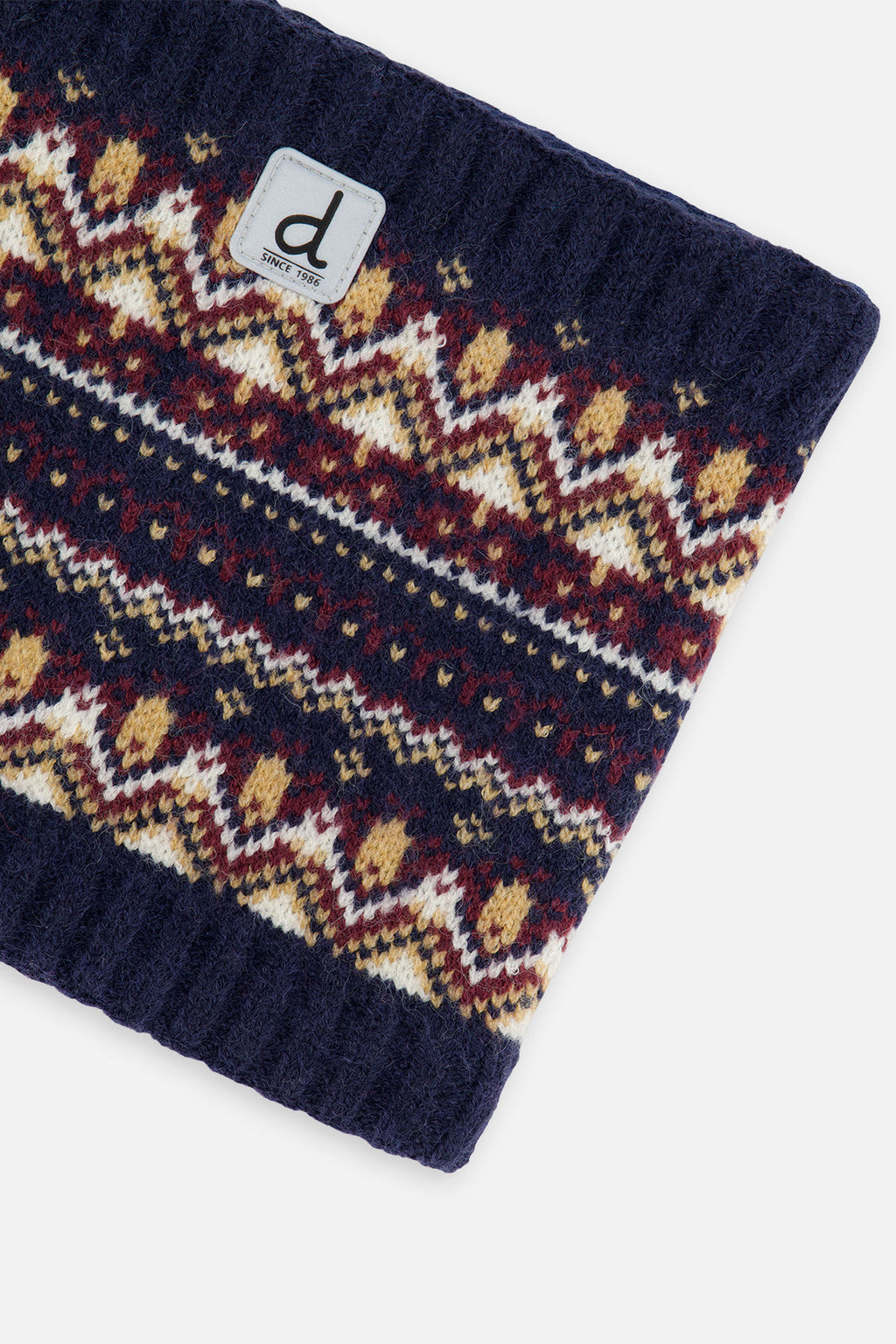 Winter Knit Neckwarmer Blue And Red Jacquard