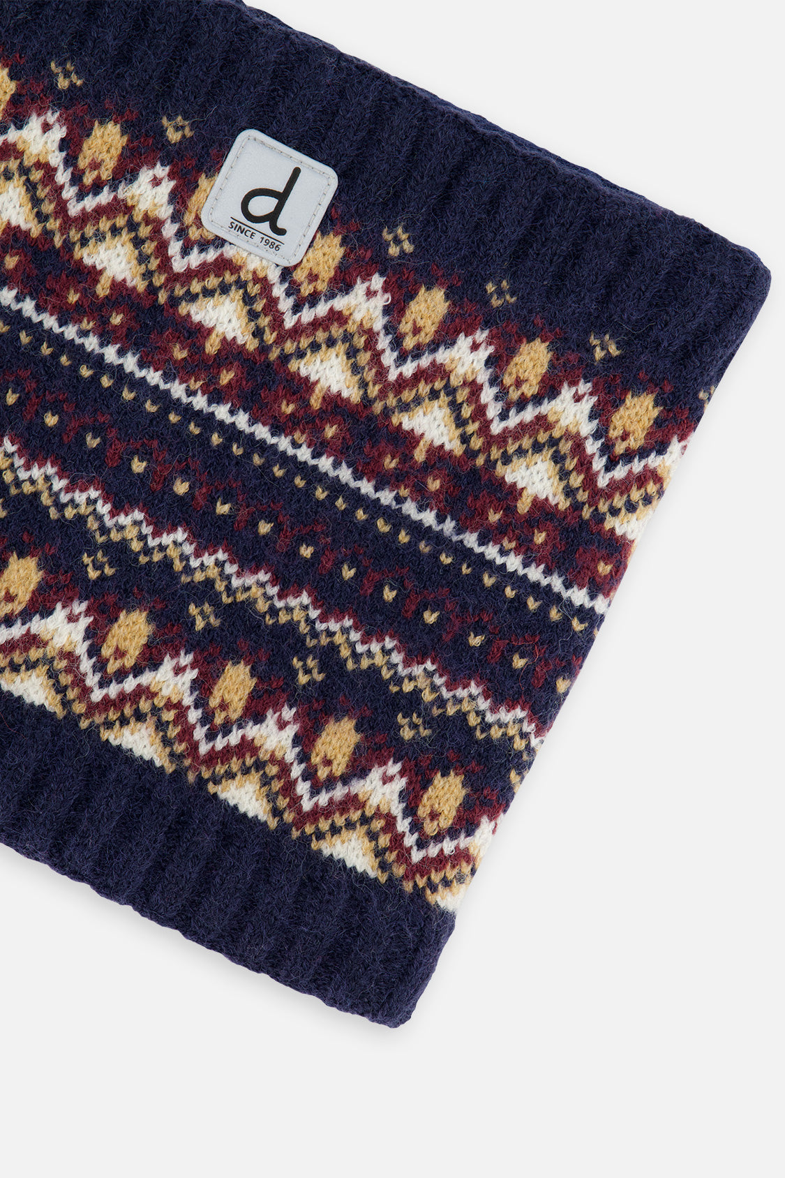 Winter Knit Neckwarmer Blue And Red Jacquard