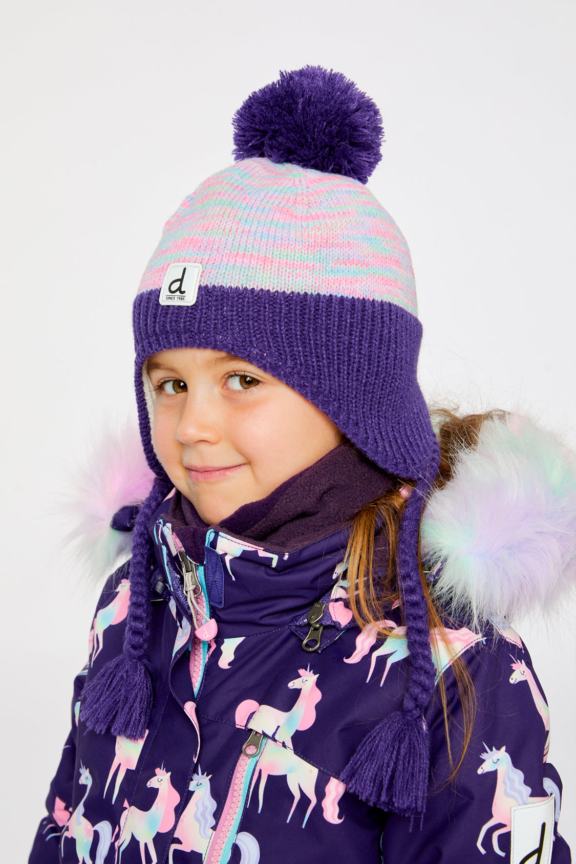 Winter Peruvian Knit Hat With Pompom Multicolored