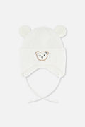 Baby Winter Knit Hat With Ear Flaps And Ears Off-White