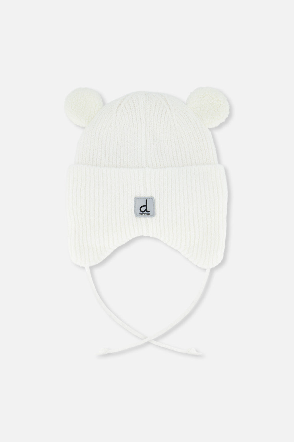 Baby Winter Knit Hat With Ear Flaps And Ears Off-White