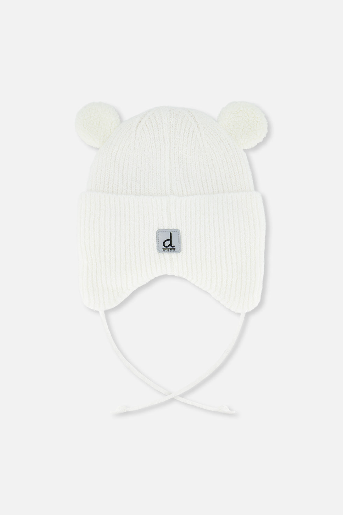 Baby Winter Knit Hat With Ear Flaps And Ears Off-White