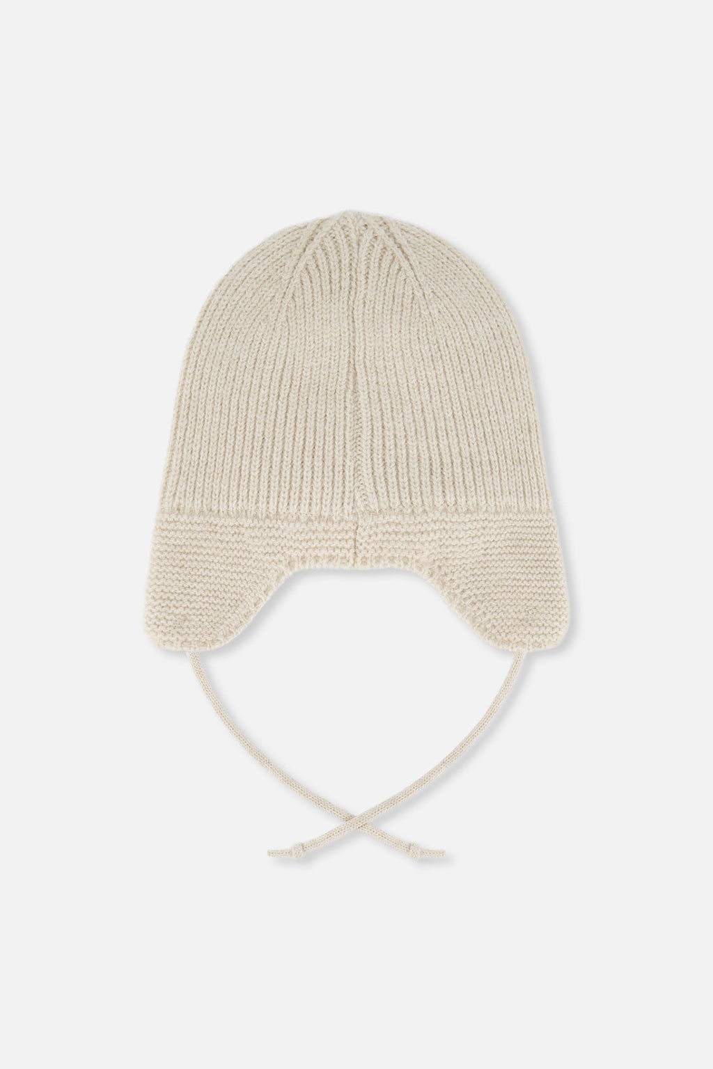 Baby Winter Knit Hat With Ear Flaps And Strings Beige