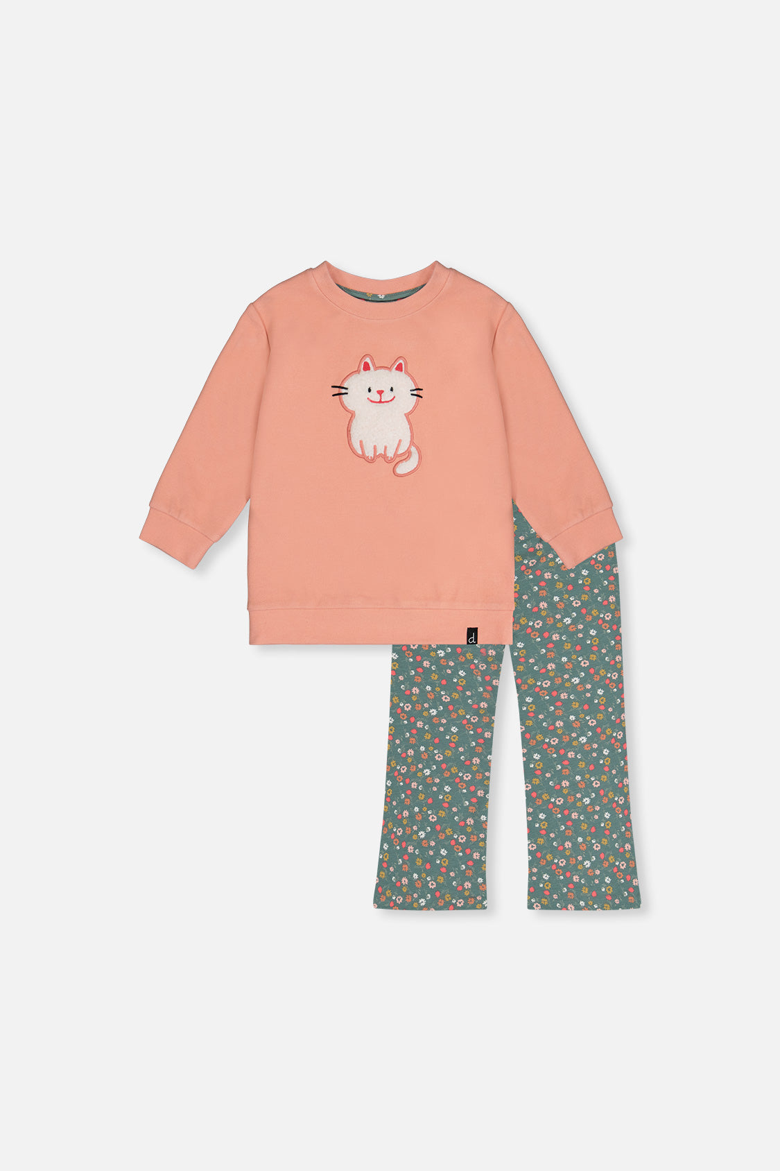 Tunic And Leggings Set Pale Pink And Green Floral Print