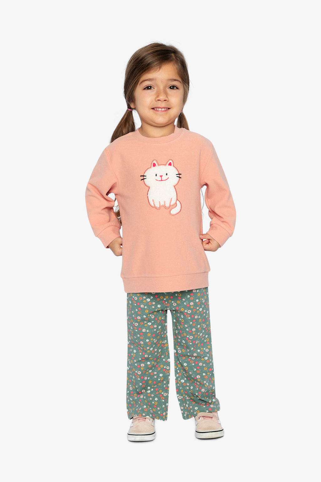 Tunic And Leggings Set Pale Pink And Green Floral Print