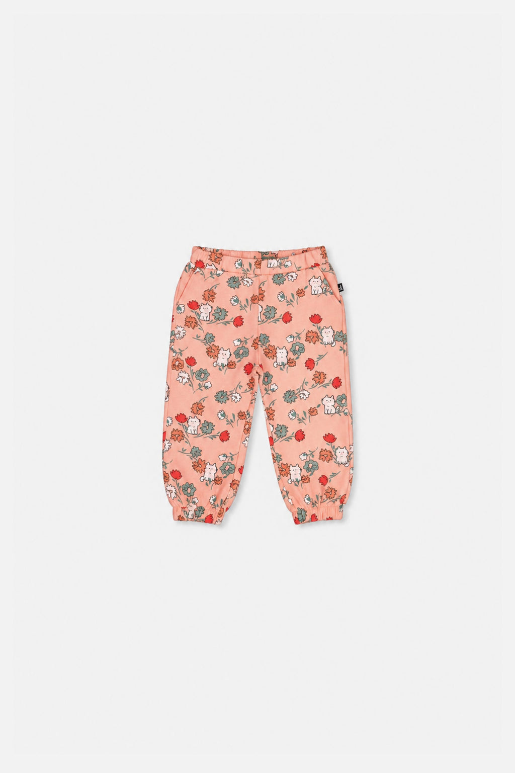 Baby French Terry Sweatpants Pink Cat Print
