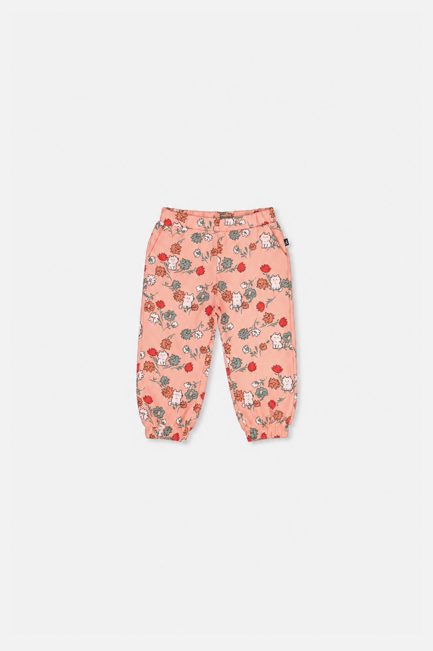 Baby French Terry Sweatpants Pink Cat Print