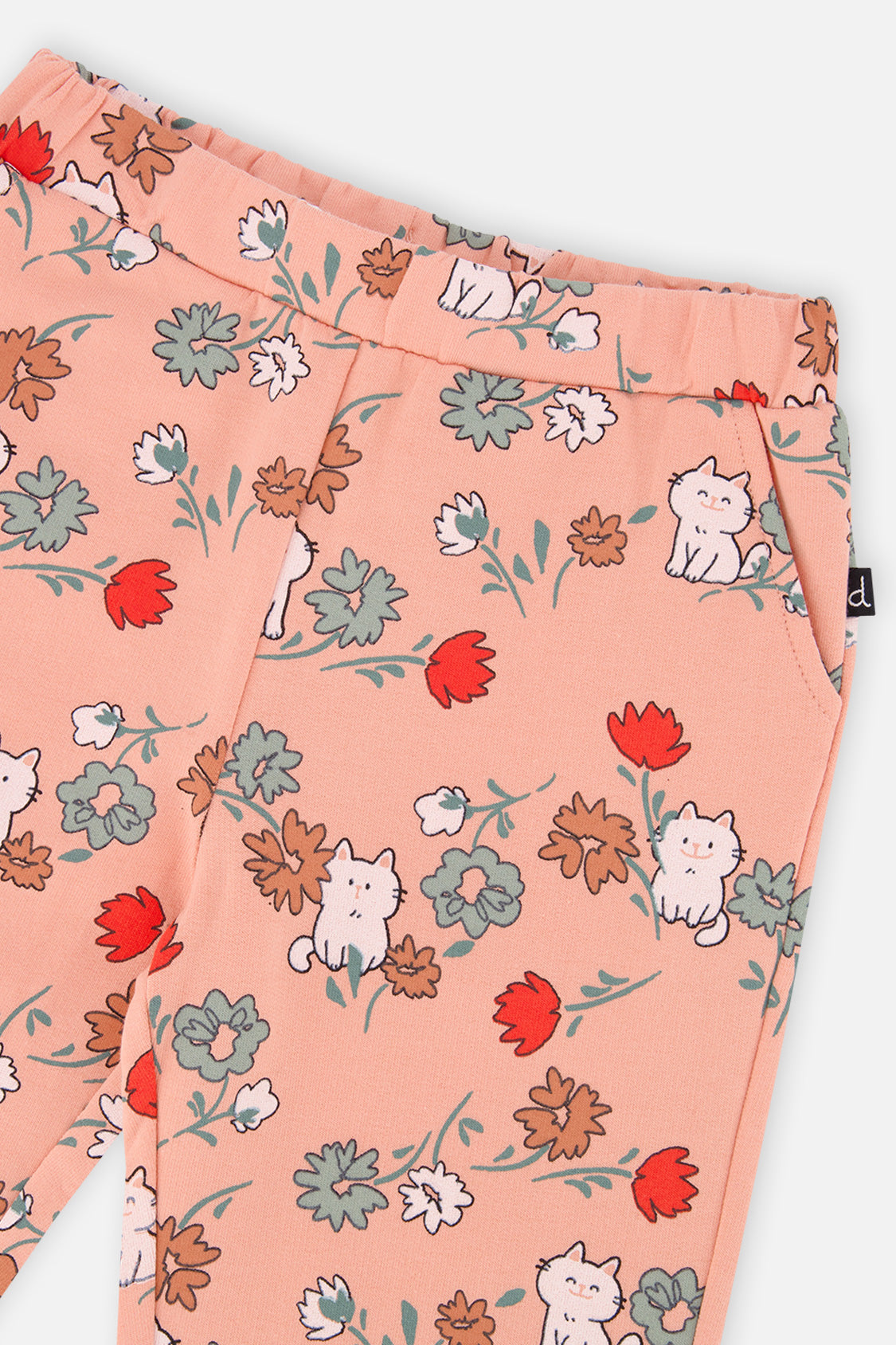 Baby French Terry Sweatpants Pink Cat Print