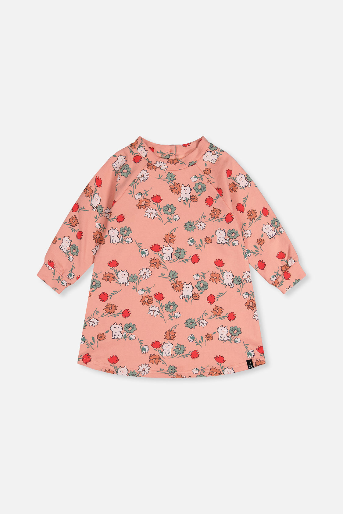 French Terry Dress Pink Cat Print