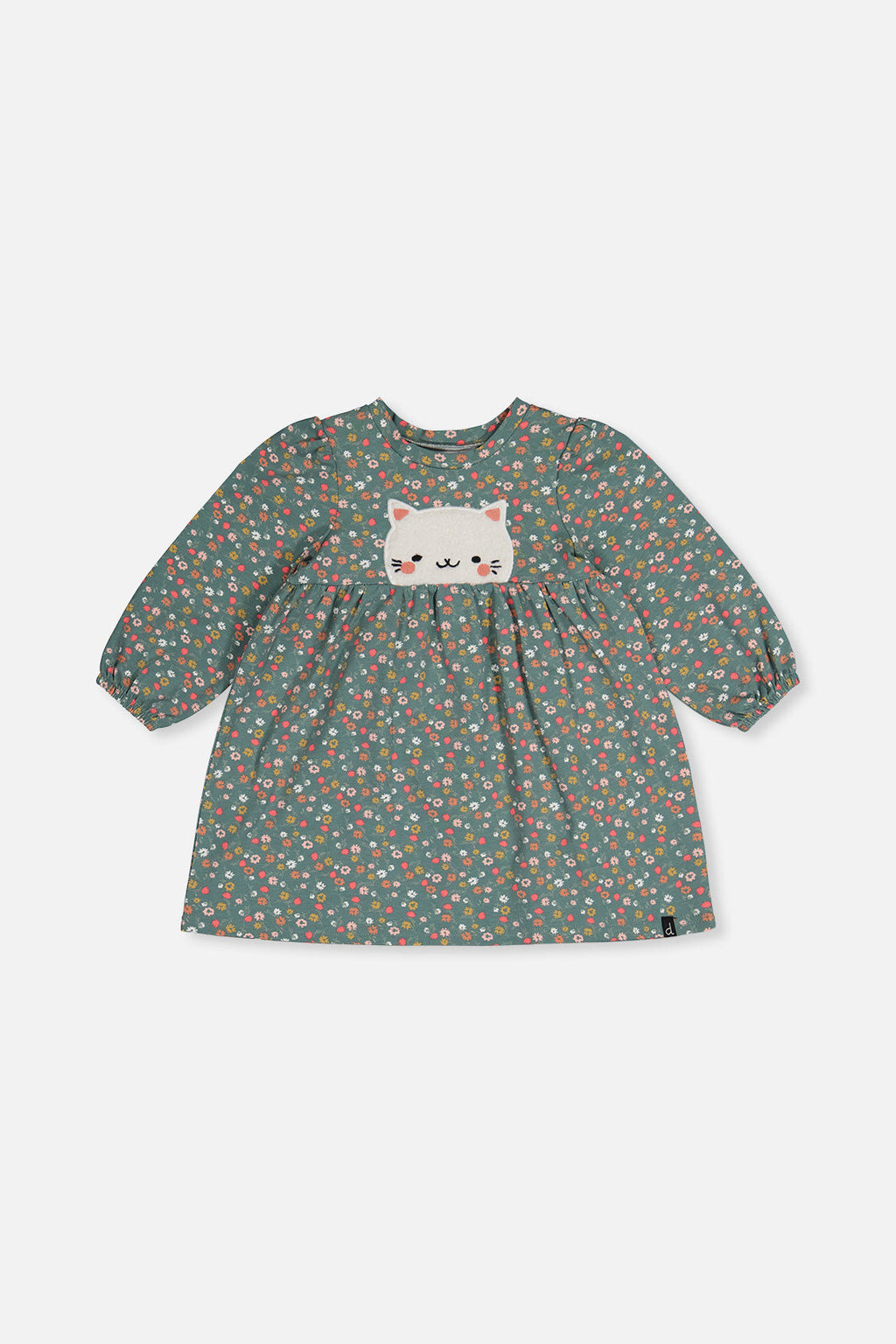 Organic Cotton Printed Dress Green Floral Print