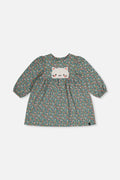 Organic Cotton Printed Dress Green Floral Print