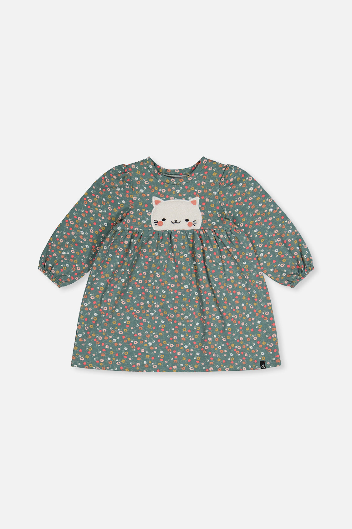Organic Cotton Printed Dress Green Floral Print