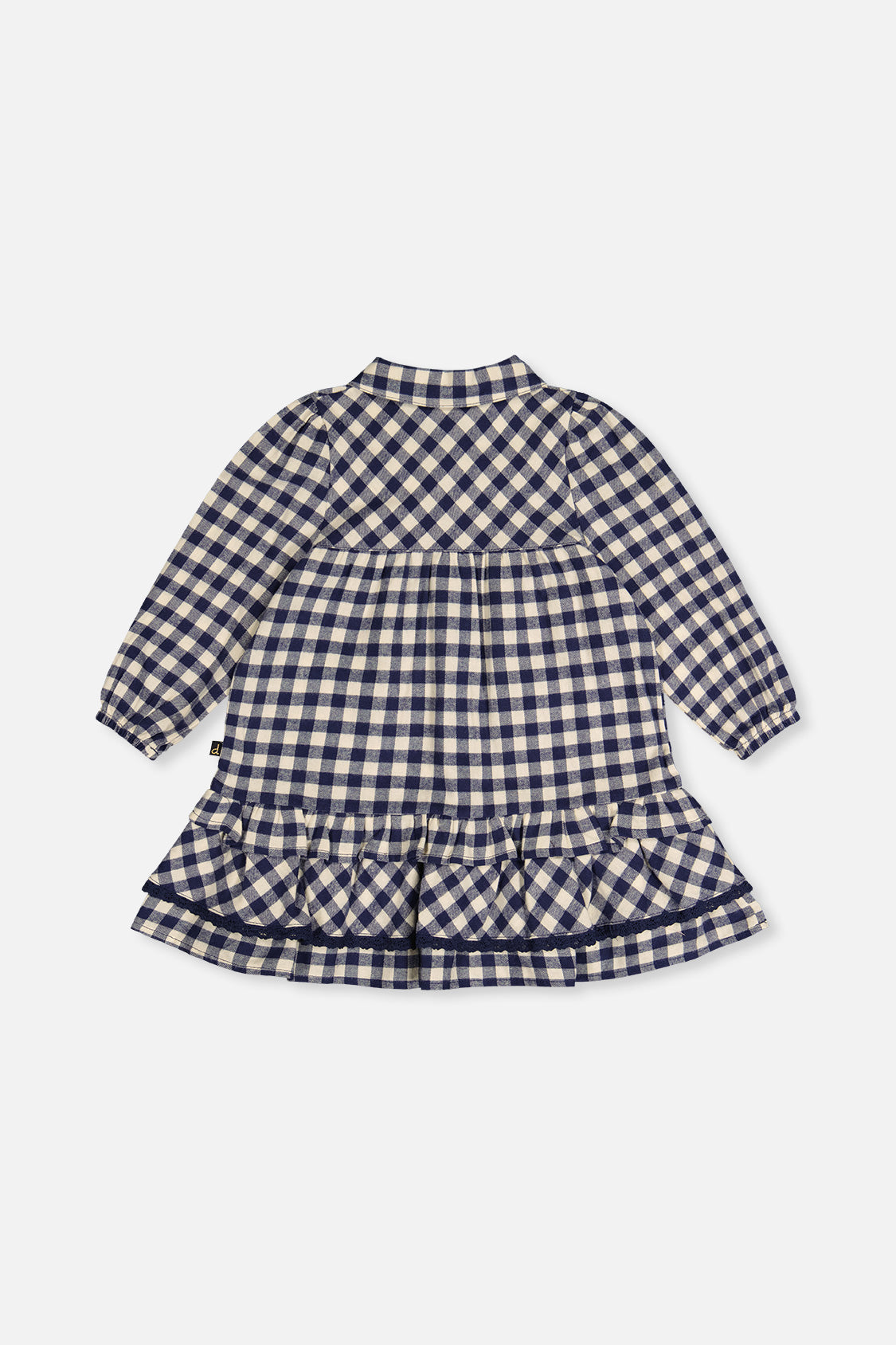 Shirt Dress With Frills Blue And White Gingham Print