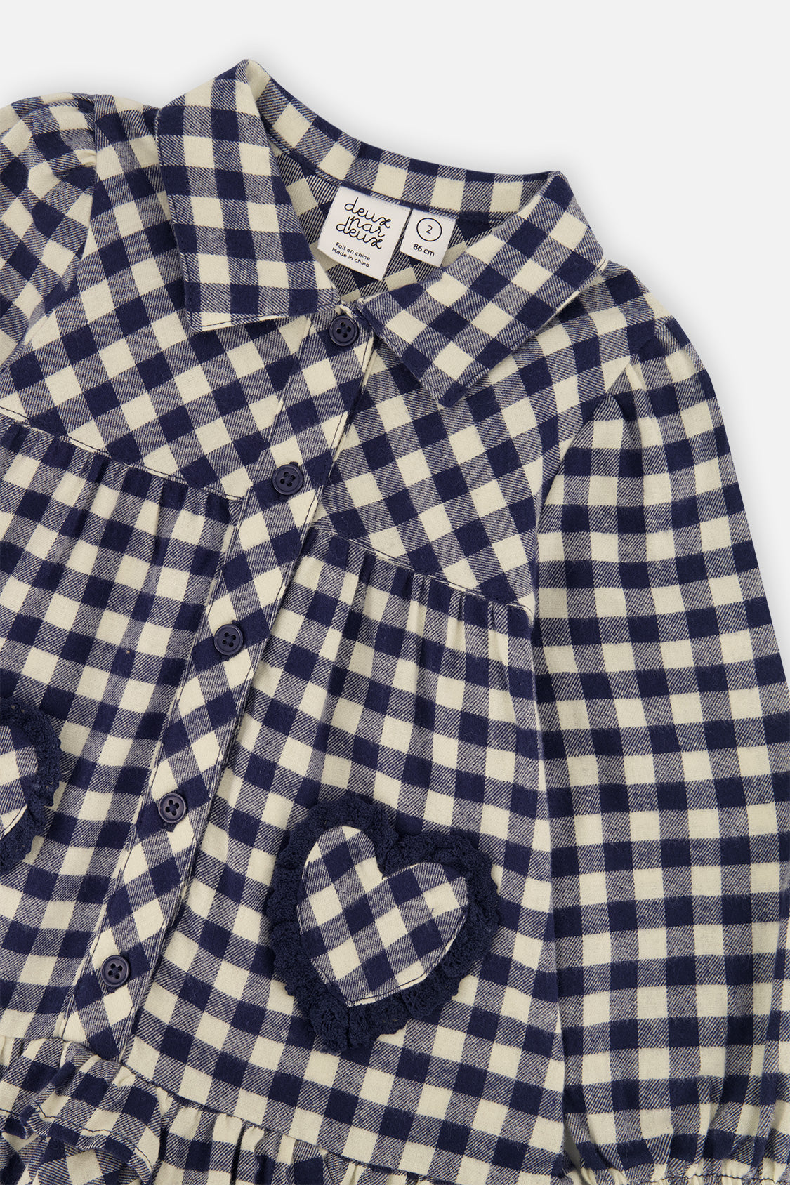 Shirt Dress With Frills Blue And White Gingham Print